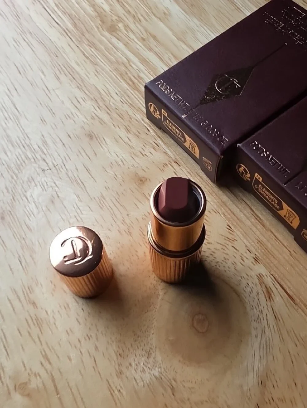 Charlotte Tilbury Matte Revolution Lipstick Boxes - Deep Wine with Gold Accents